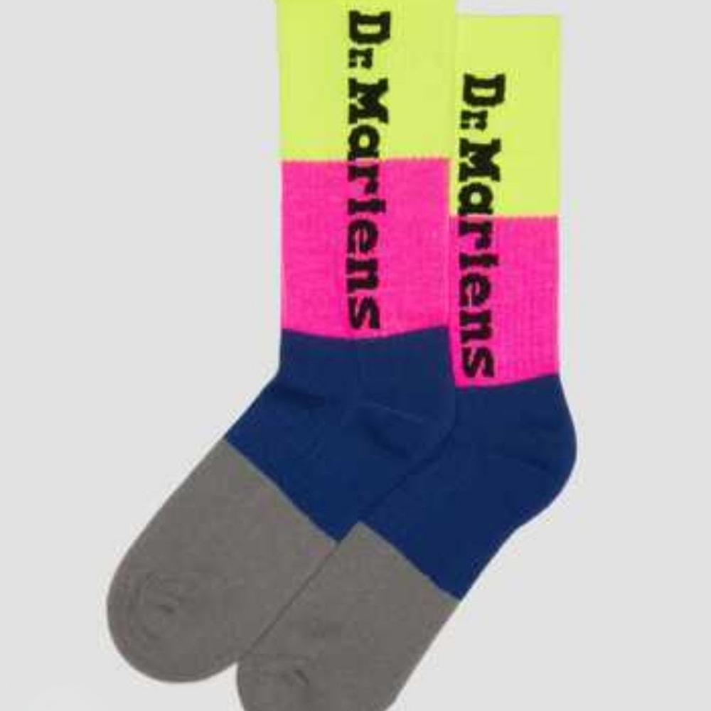 Dr Martens Adult Size S/M 3-8 Vertical Logo Pop Color Block Cotton Blend Socks - Picture 2 of 5